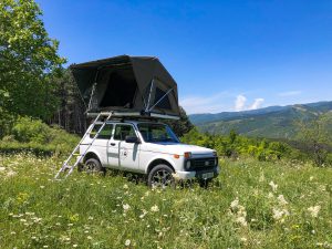 Lada Niva with Roof top tent open